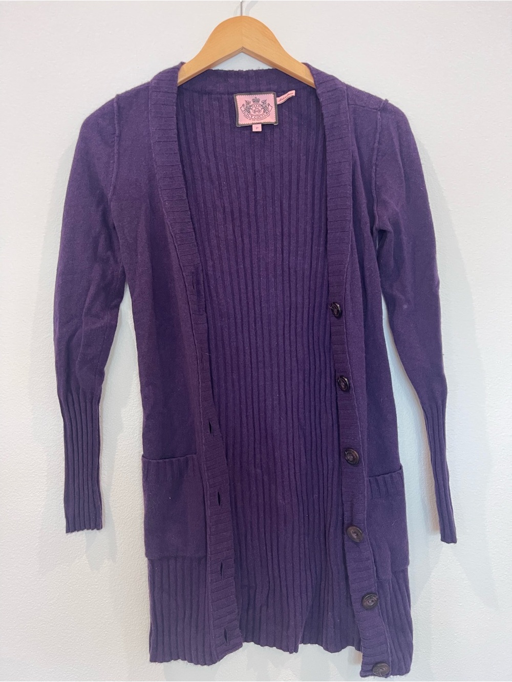 Juicy Couture Purple Long Ribbed Cardigan Sweater